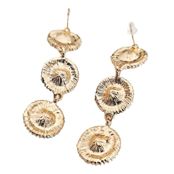 Gold rhinestone statement dangle earrings formal wedding prom events 💖2/$30 - Picture 9 of 11